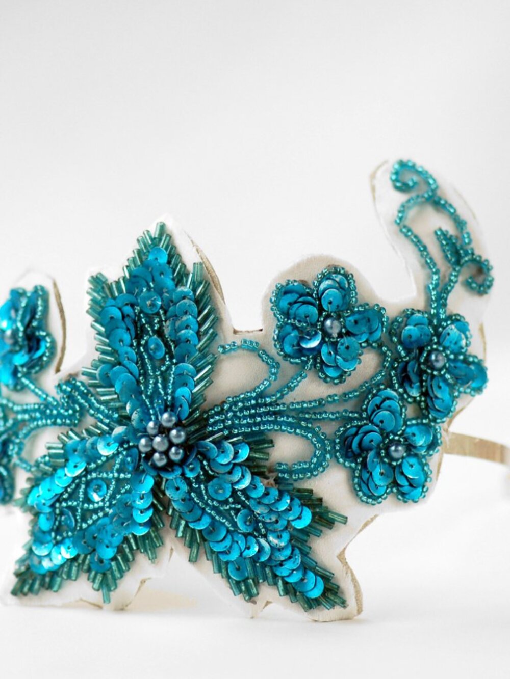 Something blue wedding fascinator - Royal floral blue sequin - eco-friendly
